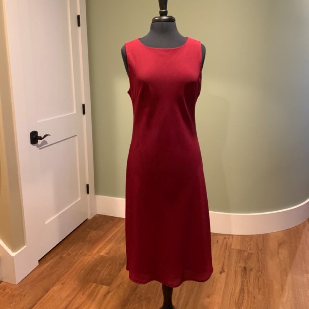 Talbots Sheath Dress and Jacket Set Size 14 Burgundy